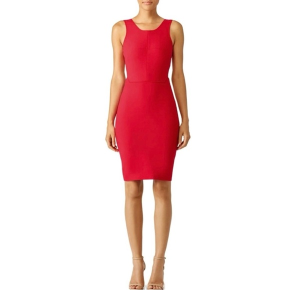 Elizabeth and James Emmy Cutout Back Double Zipper Sheath Dress Red Size 4 - Picture 2 of 14